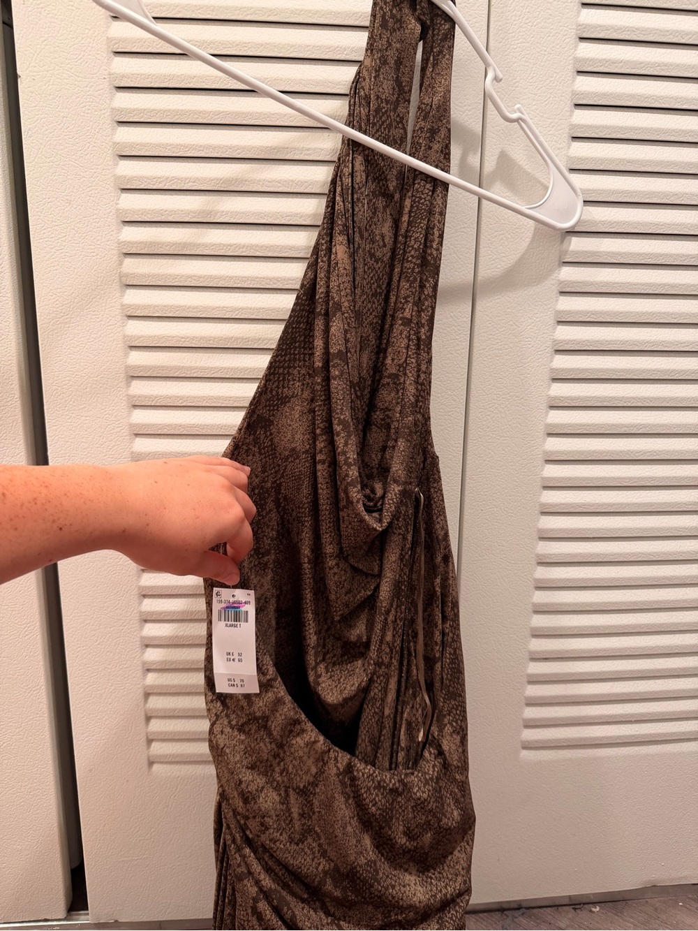 Abercrombie & Fitch Sleeveless Brown Snake-Print Halter Dress